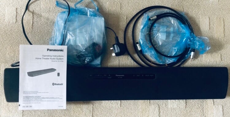 Panasonic SC-HTB8 Home Theatre sound bar System with remote control and optical cable