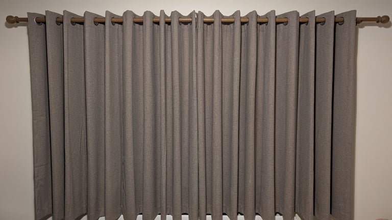 image for Dunlem Blackout Eyelet Curtains - 2 pairs 168 cm x 137 cm + wooden pole