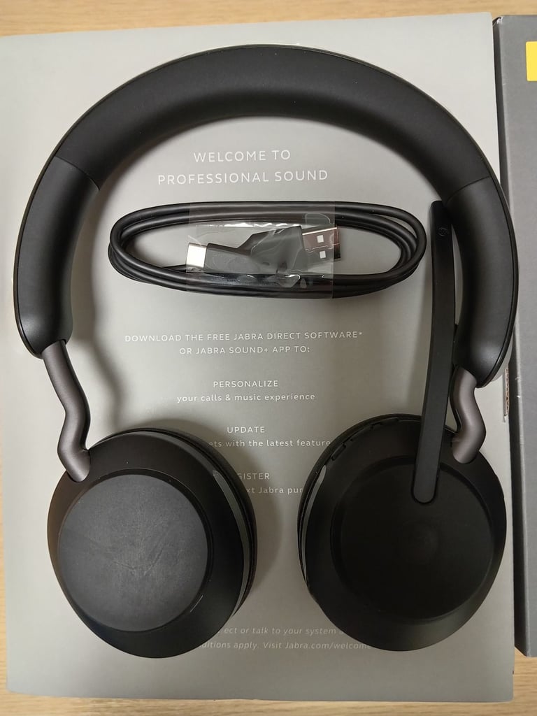 Brand new, in box: Jabra Evolve2 65 MS Stereo USB-C with Charging Stand – Black (Hillhead area)