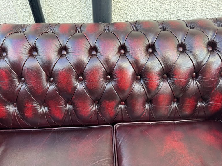 LIKE NEW! Chesterfield Genuine Leather Sofas - (Matching pair 2+2)