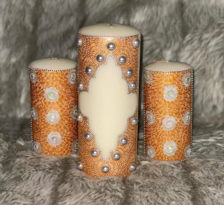 image for Custom Personalized Decorative Candles – Hand-Painted with Names, Patterns and/or Messages