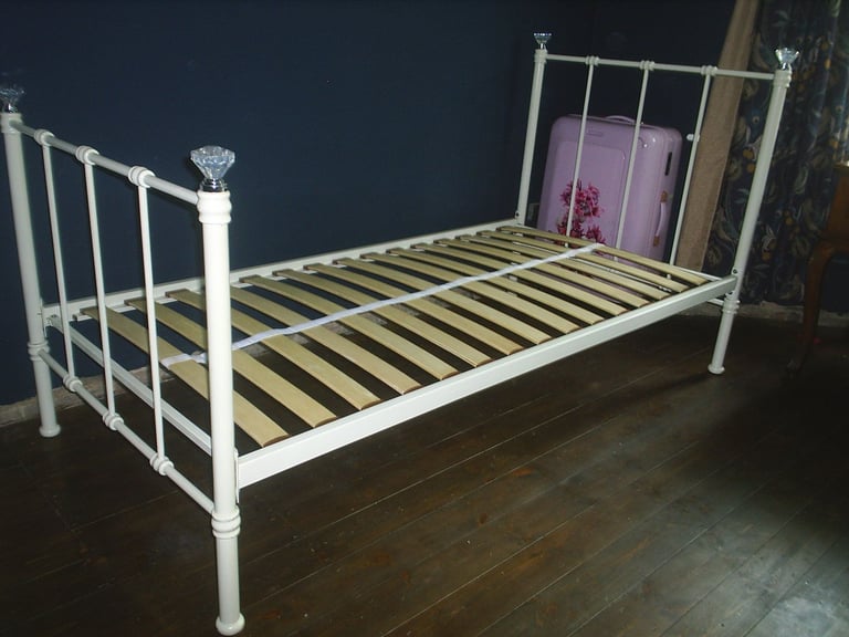 image for Laura Ashley Princess Bed + Mattress. Girls 3ft Metal Frame Single Bed. Local Delivery Available.