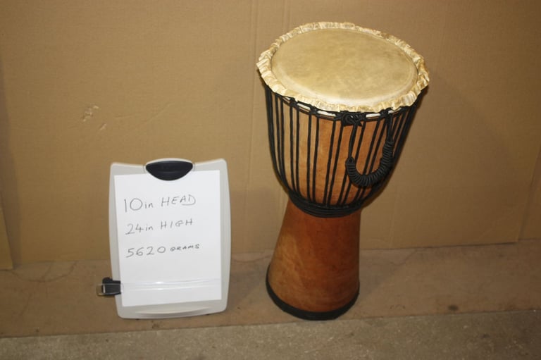 image for African Wooden Djembe Drum 10in Head x 24in High ~ Weight 5620 Grams ~ £75 ono
