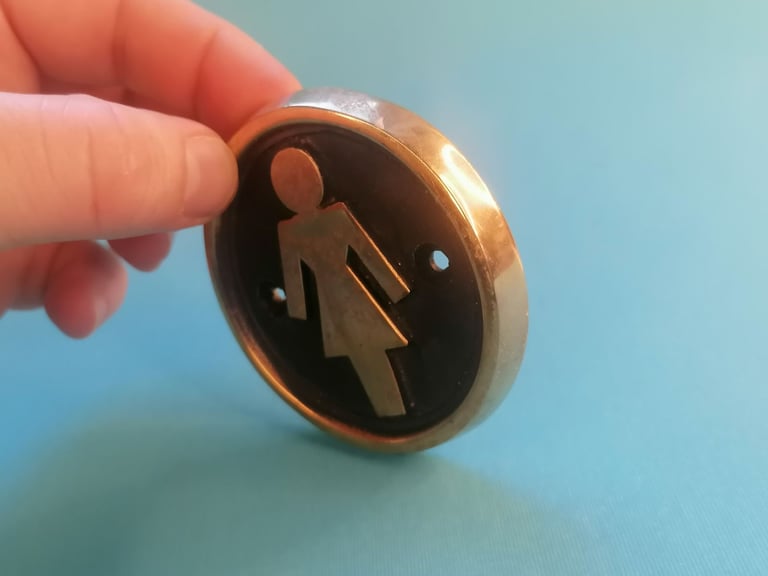 Vintage  brass  Toilet Lady door badge. Measurements on my pictures. As seen.