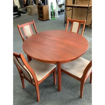 Round Extending Dining Table + Four Chairs
