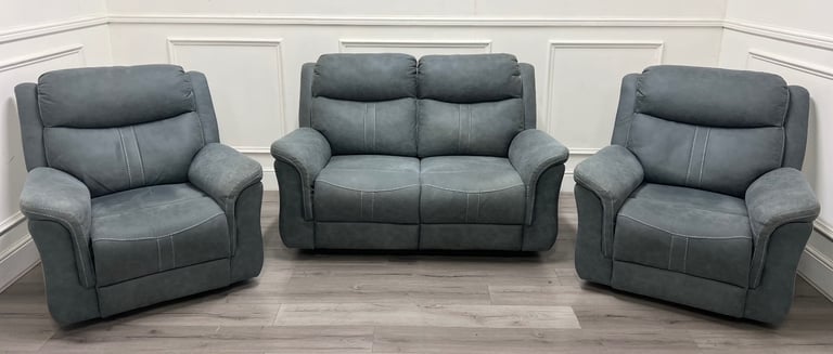 image for Grey 2 Seater manual Reclining sofa & 2 Chairs! Delivery available 🚚
