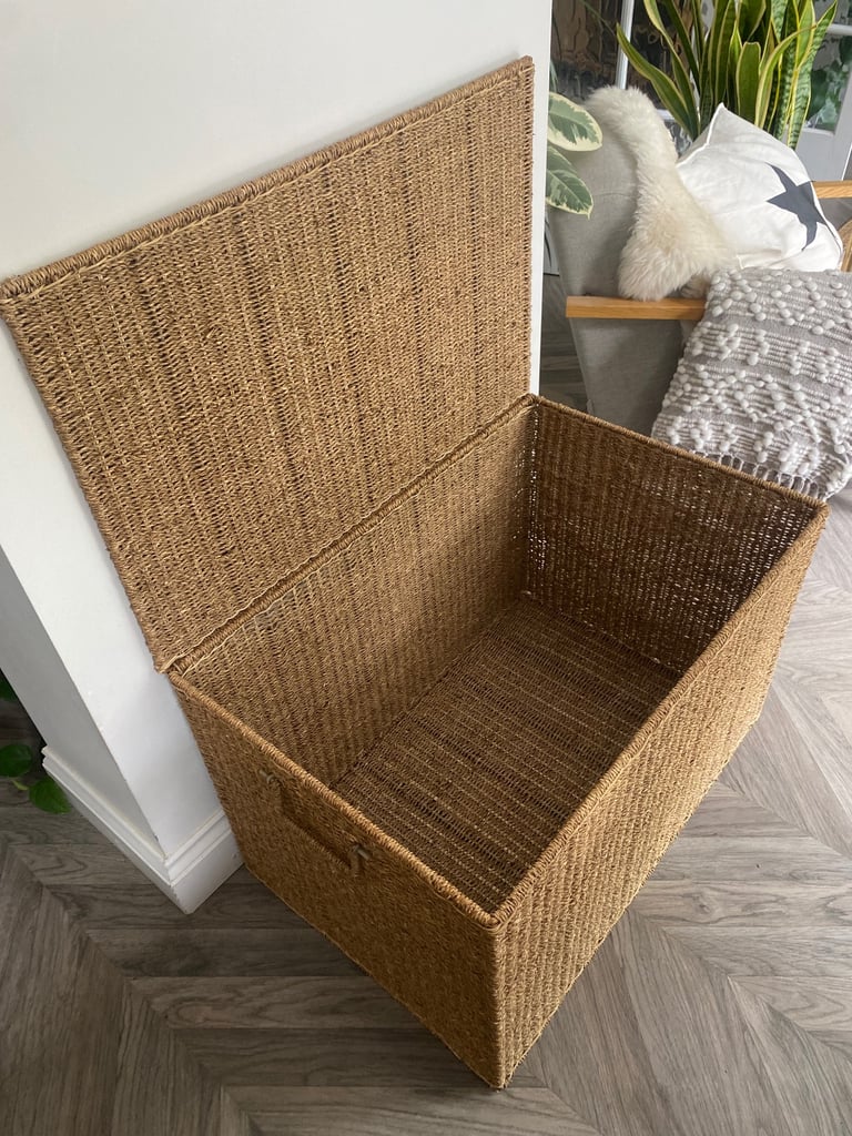 image for XL huge John Lewis seagrass storage basket handles toy chest blanket box trunk
