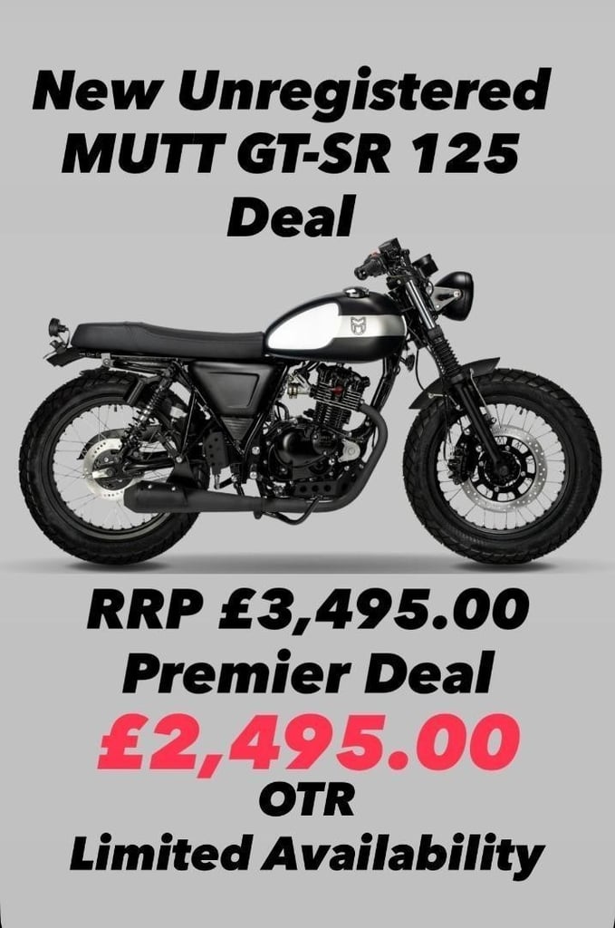 New Unregistered Mutt GT-SR 125 Motorcycle with Warranty 