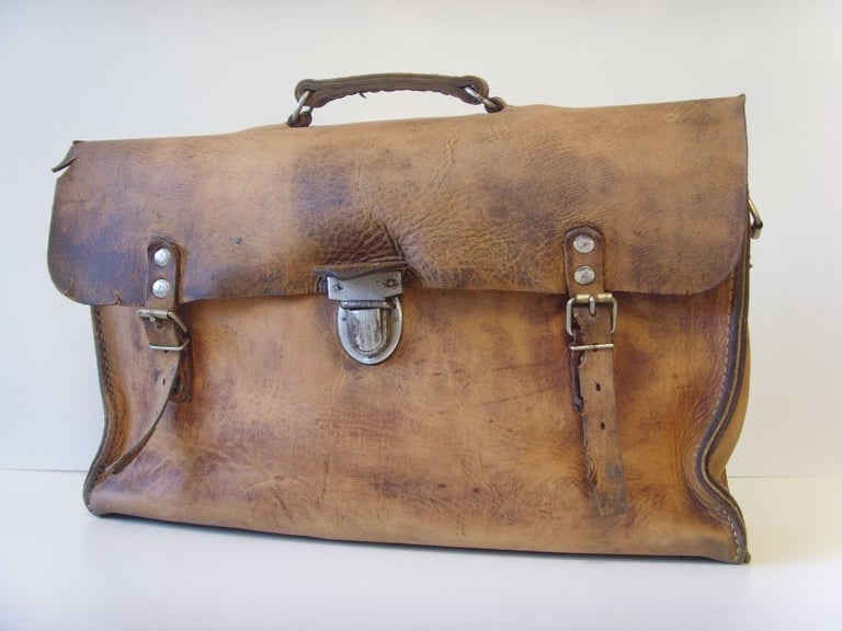 image for Vintage Engineers Real Leather Tool or Bike Bag