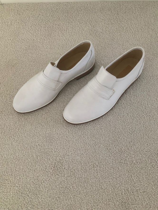 Men’s 100% Genuine Hand Made Leather White Shoes - Size EU 44 - UK 9.5/10 - Brand New