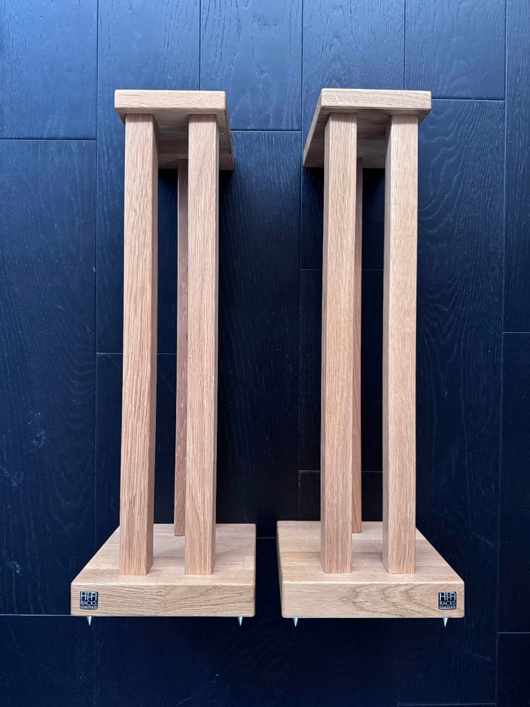 image for Hi-Fi Racks Limited Podium Slimline 3 Leg Speaker Stands in Oak Wood RTP £356