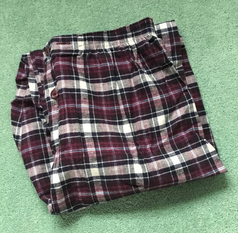 Marks & Spencer Brushed Cotton Burgundy Men’s Pyjama Bottoms Size L