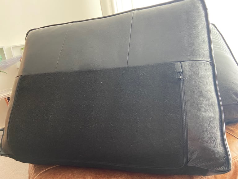 2 firm decorative leather pillows.