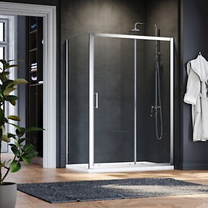 image for New 8mm Sliding Door Shower Enclosure + Tray 1000 x 800mm RRP £450 Our Price £375