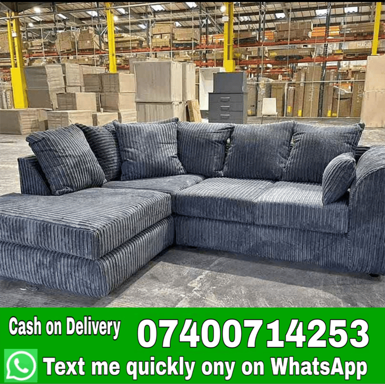 image for Luxury Jumbo Cord Sofas - Corner & 3 Seater 2 Seater Sofa Set