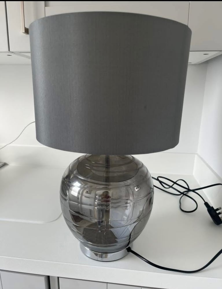 Large Smoke Grey Drizzle Touch Lamp