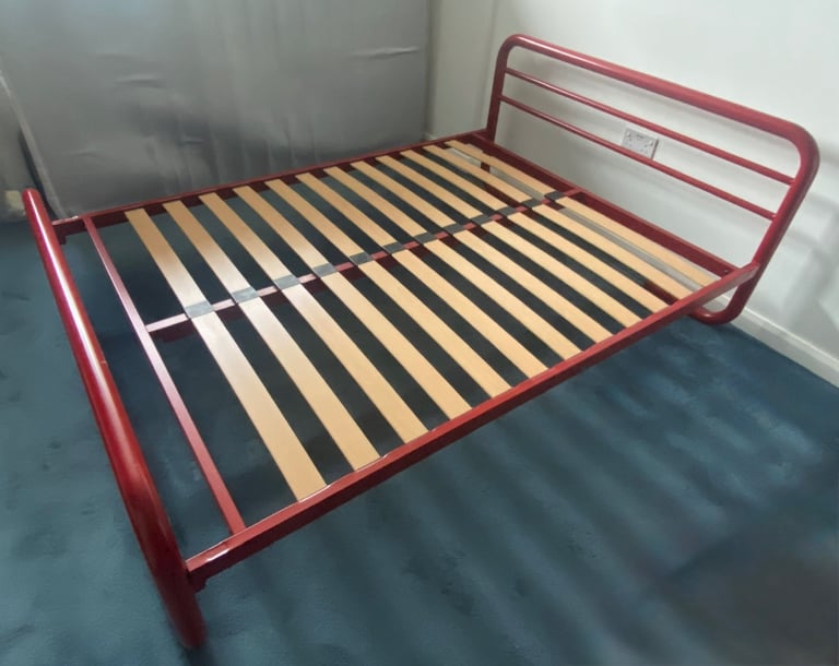 Red Metal Double Bed Frame