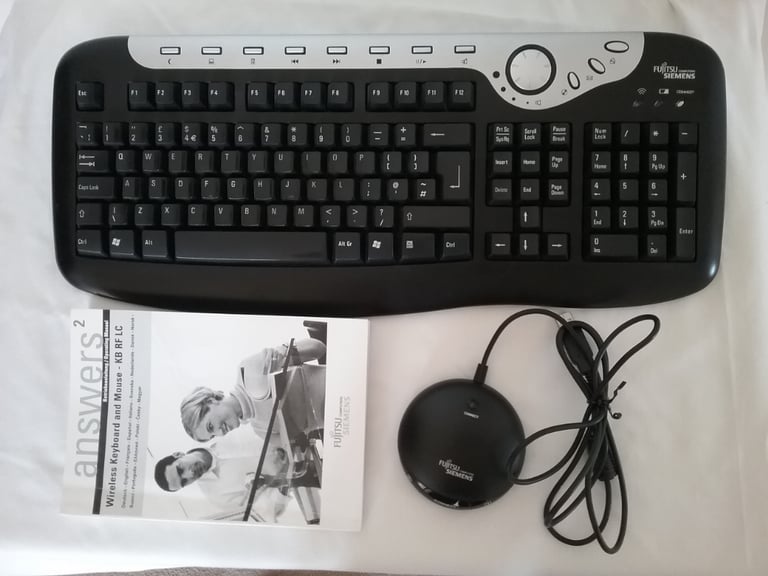 Fujitsu Siemens wireless keyboard with manual and receiver. no mouse. GWO.  | in Swaffham, Norfolk | Gumtree