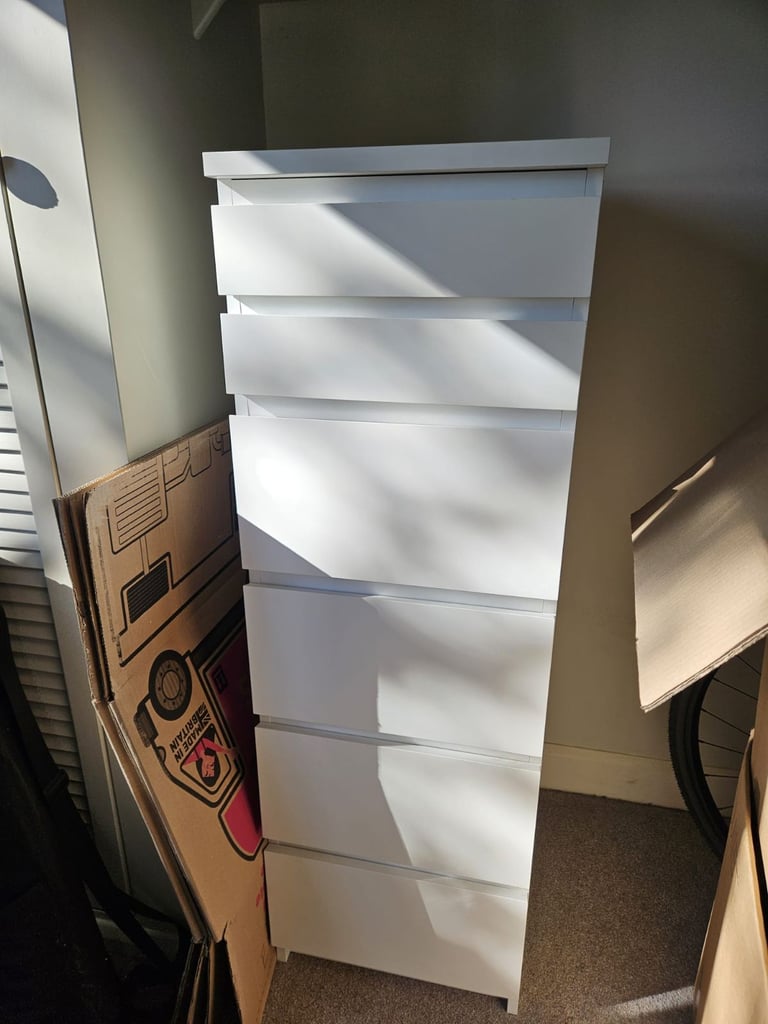 image for Ikea white malm drawers with mirror
