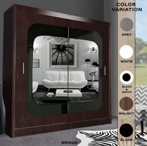 Brand New - Chelsea Mirror Sliding Door Wardrobe - Wenge- SAME/NEXT DAY DELIVERY