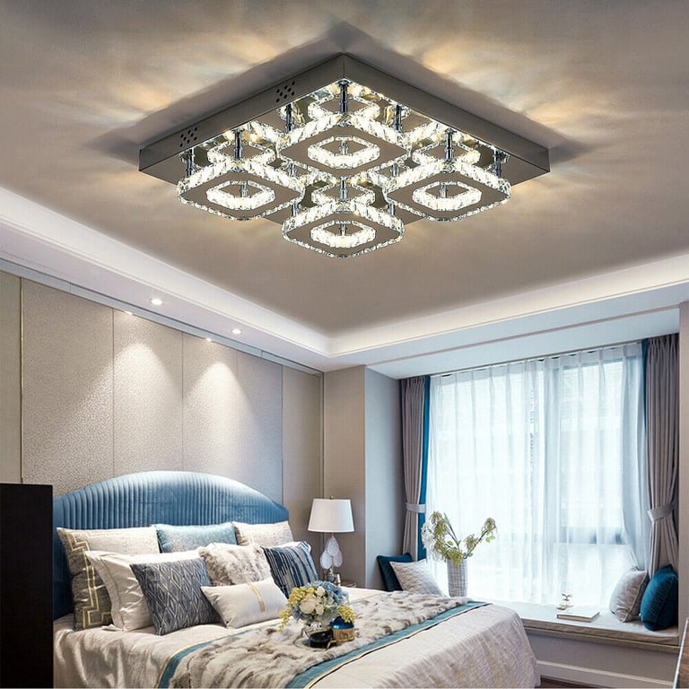 New Modern LED Crystal Ceiling Lights Pendant Chandelier Lamp Living
