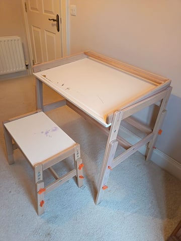 Ikea Flisat solid wood children's desk and bench adjustable