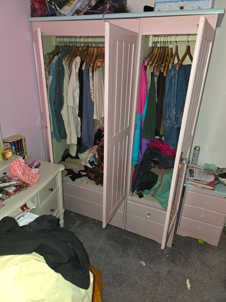 Solid painted wardrobe and drawers