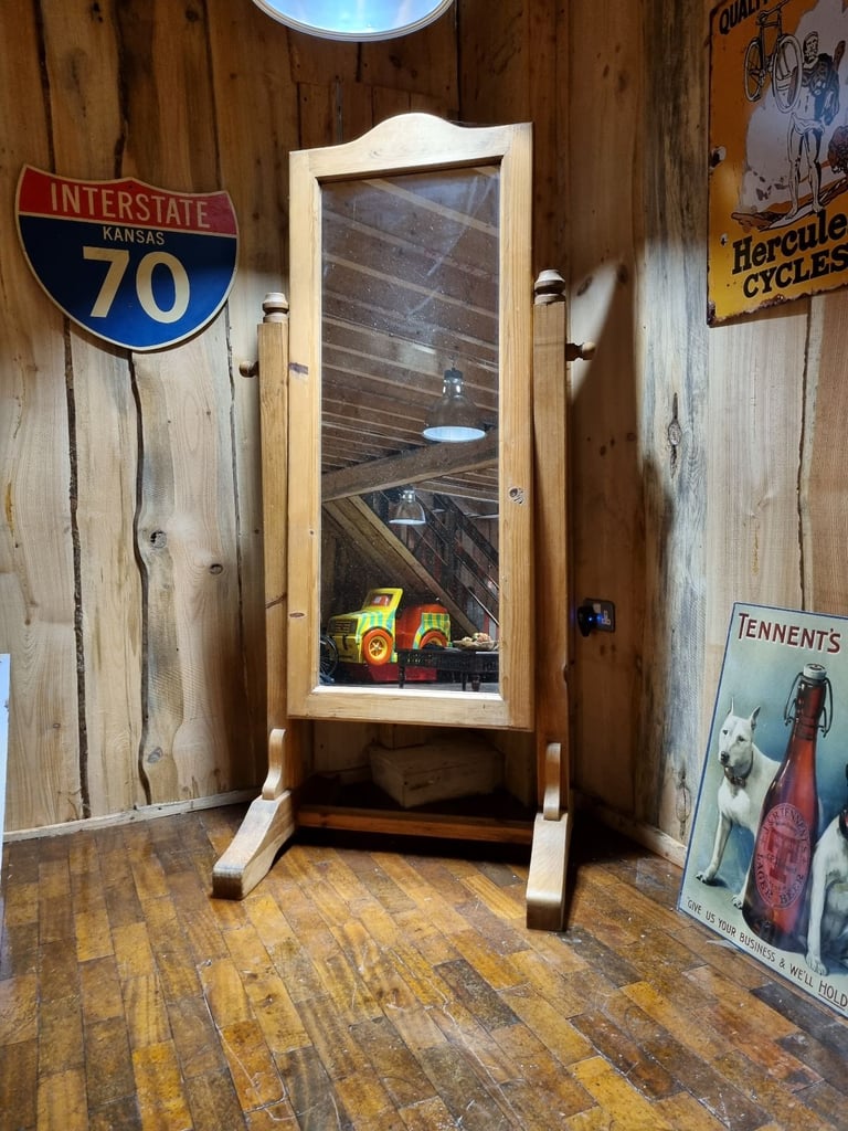 Large Plank Pine Standing Mirror 