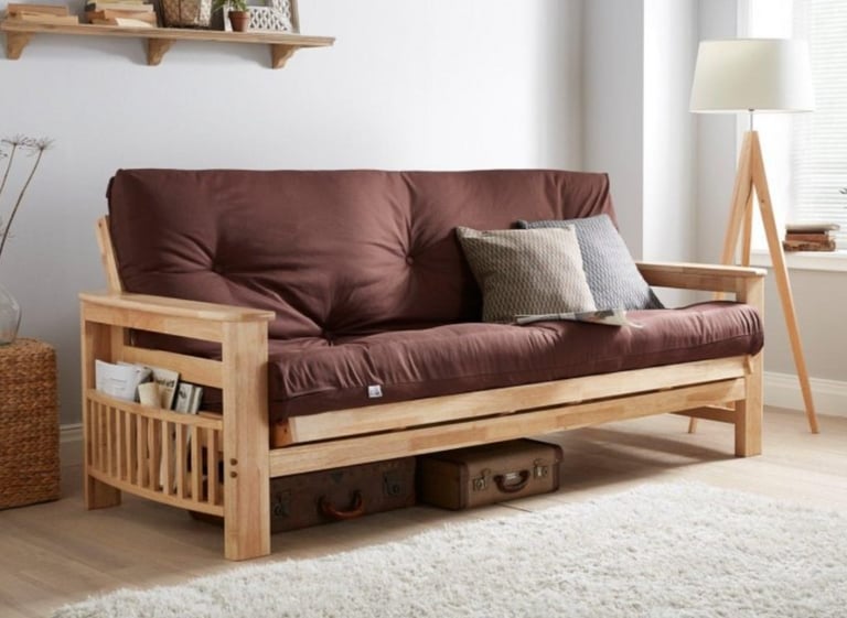 Large solid wood futon sofa bed with mattress | in South East London,  London | Gumtree
