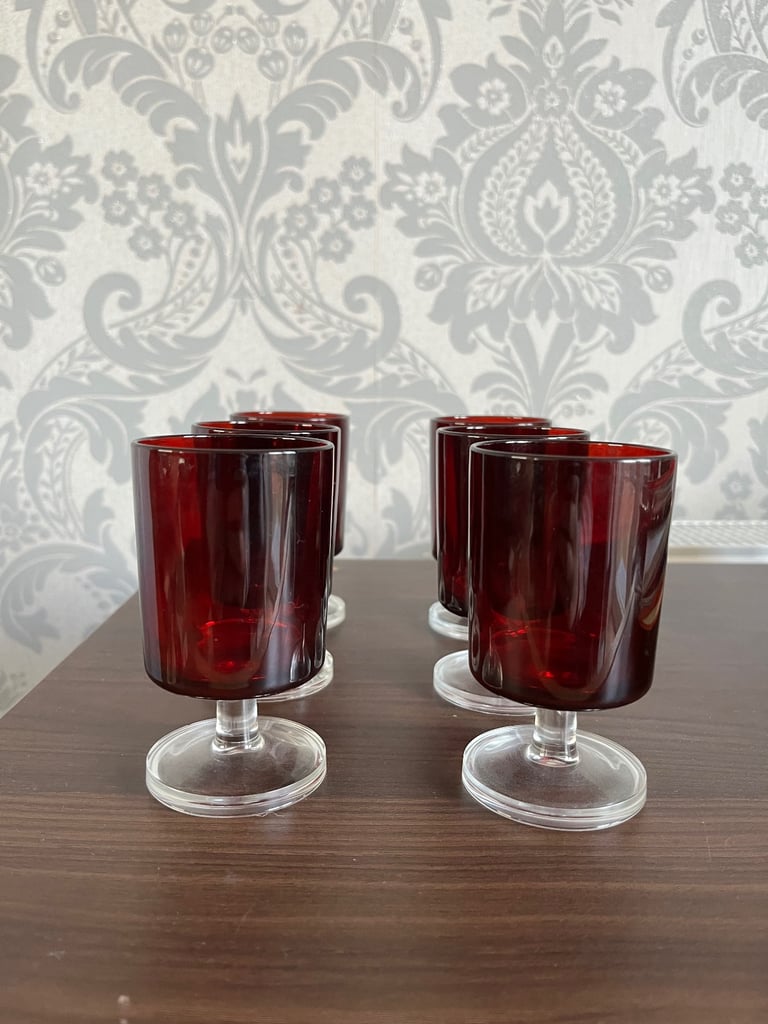 Red small drinking glasses