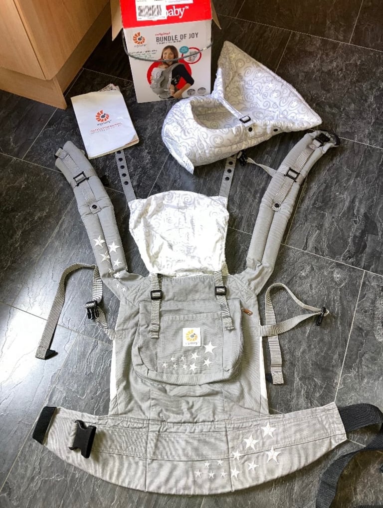 Ergobaby Carrier Galaxy Grey stars with infant insert suitable for age 0-3 years
