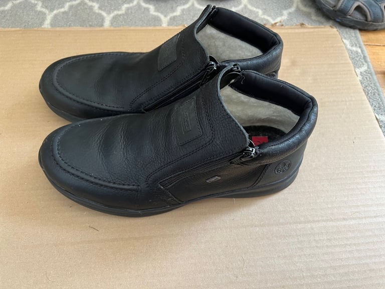 Rieker mens double zip ankle boots size 11 black vgc