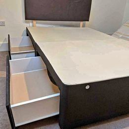 image for Divan 4ft6 Double bed base + Luxury Headboard & Premium Quality ¬¬ Cash On Delivery