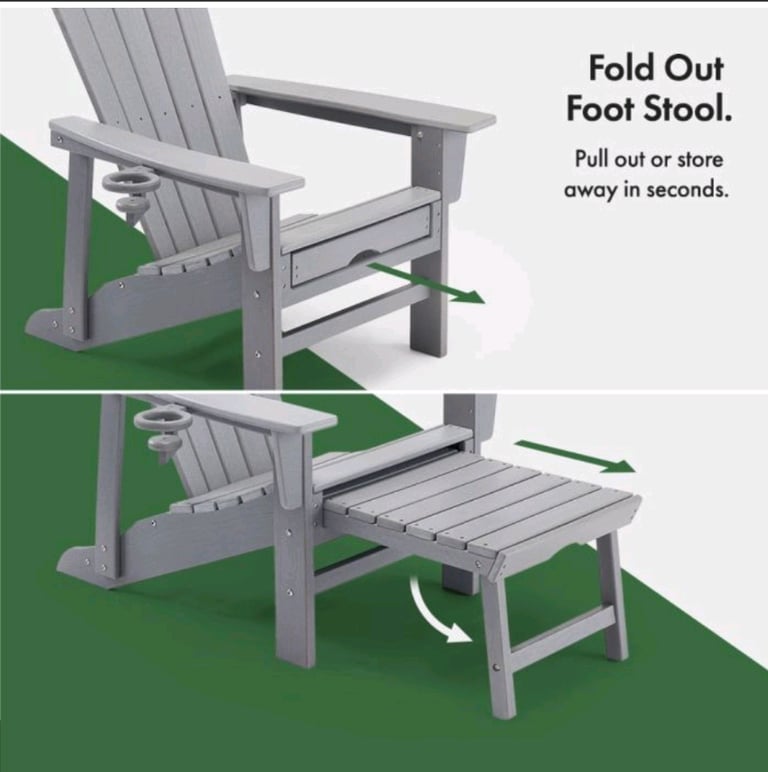 Grey Garden Chair with Footstool new for sale RRP £130