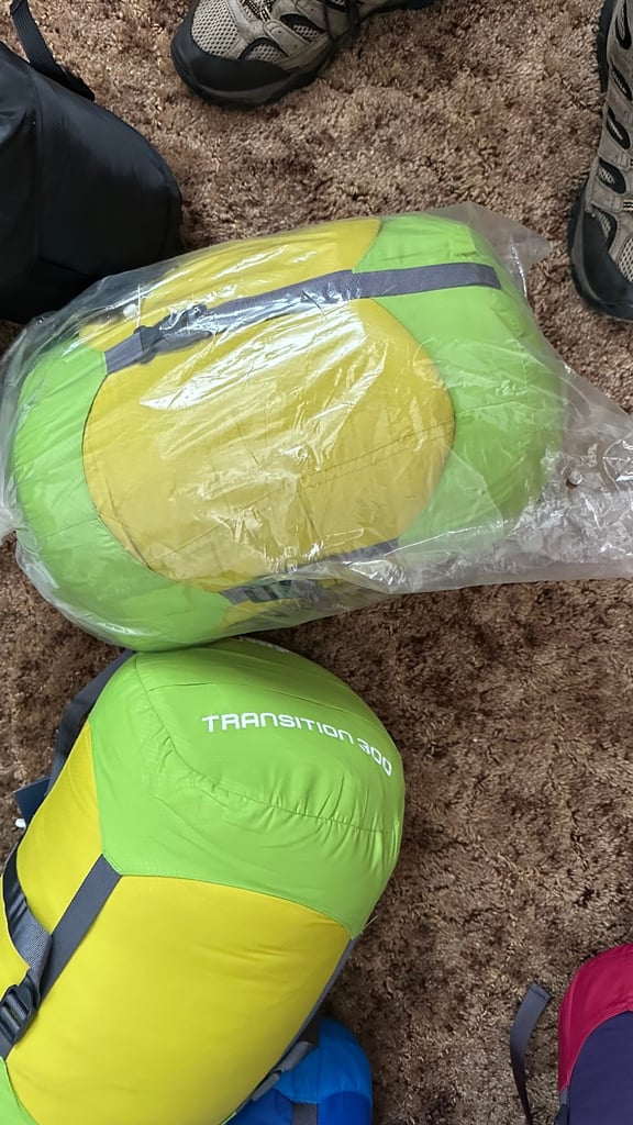 Tents, sleeping bags, rucksack, camping gear