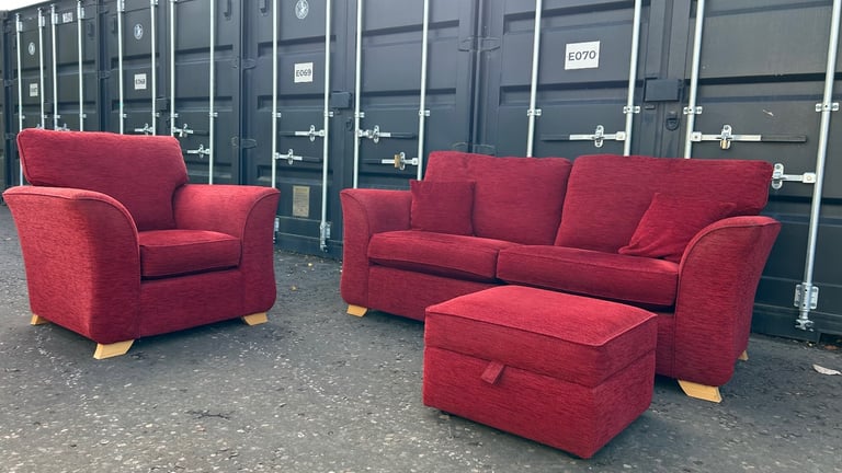DFS 3 Seater Sofa & Armchair with Ottoman Footstool 