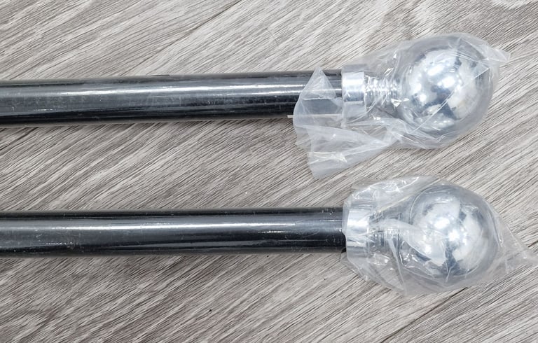 28mm Allure Signature Matt Black Curtain Pole With Chrome Ball Ends 1.5m