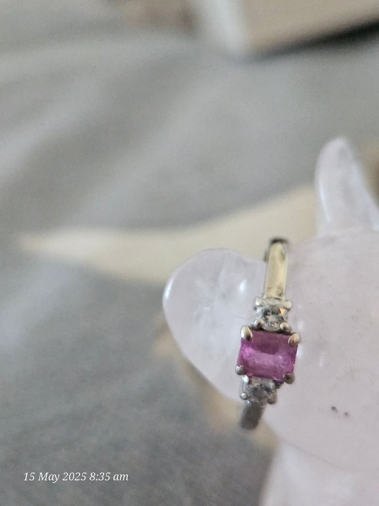 Beaverbrooks pink sapphire and diamond ring 