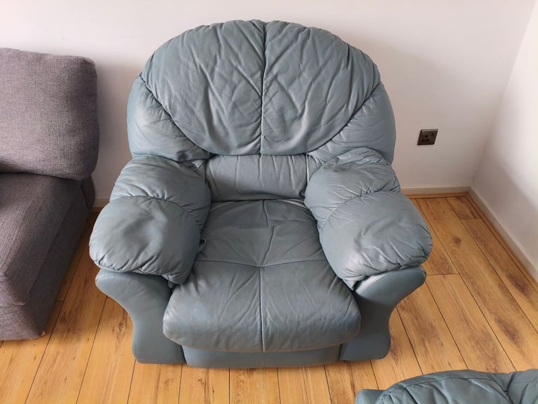 image for Single one seater sofa (Blue, leather)