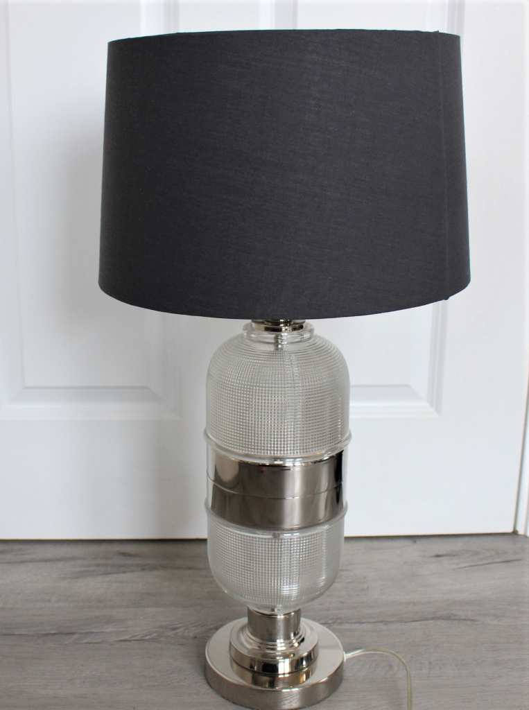 RV Astley Malin Nickel Glass Lamp Base Blue Shade Large Table Light Luxury