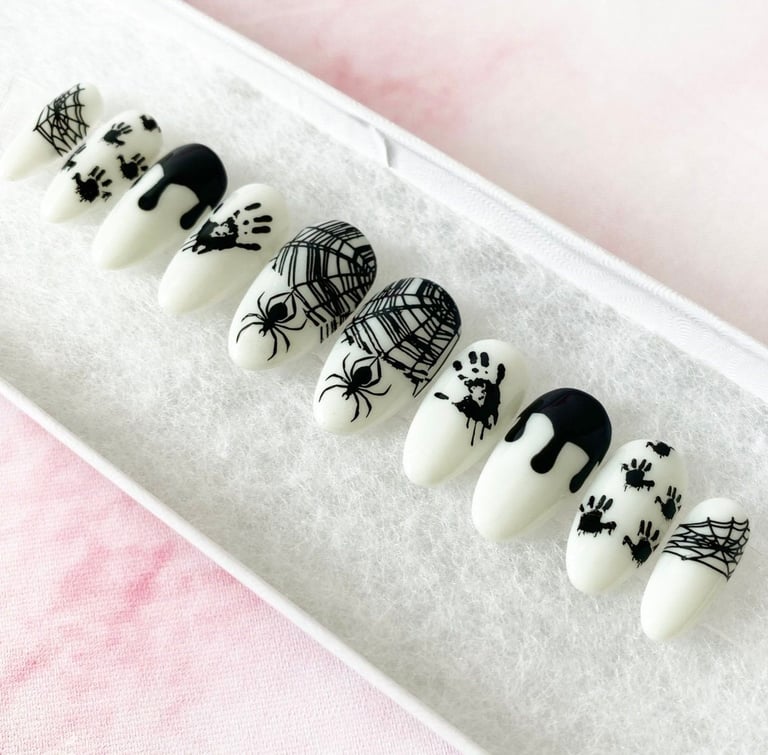 HALLOWEEN PRESS-ON NAILS - CUSTOM, HAND-PAINTED, AFFORDABLE