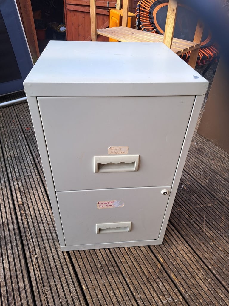 image for metal 2 drawer light grey filing cabinet