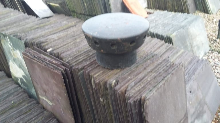 Derrylin bangor blue slates chimney pots roof ridge floor tiles reclai