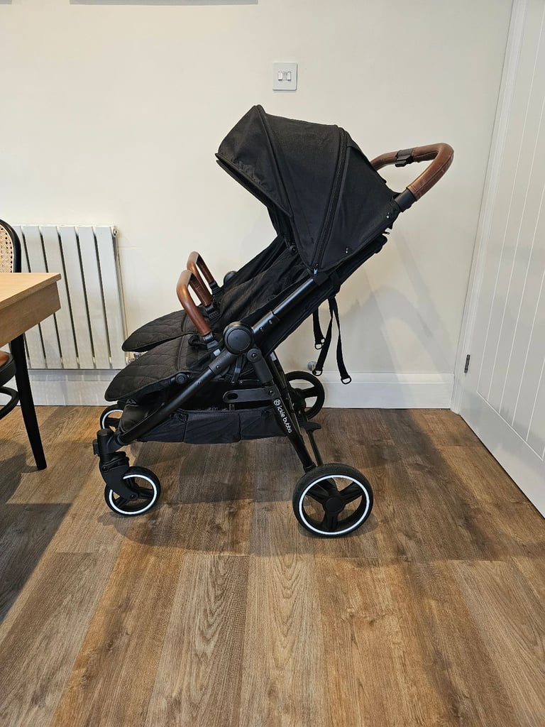 Ickle Bubba Venus Prime Double Stroller Pram with Bassinet Black