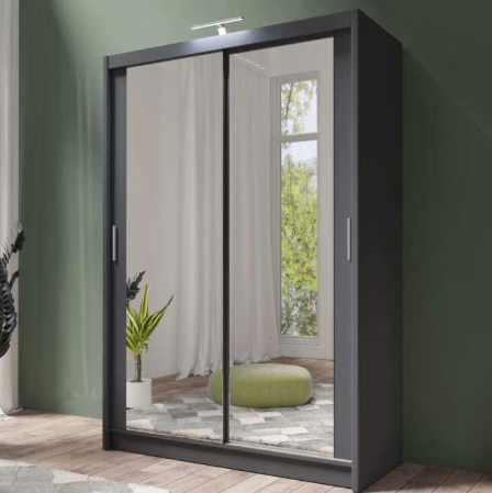 Brand New - Chicago Mirror Sliding Door Wardrobe - Grey - SAME/NEXT DAY DELIVERY
