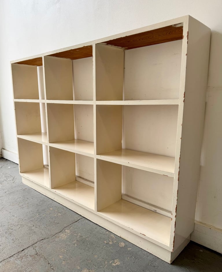 Vintage Open Bookcase Painted White