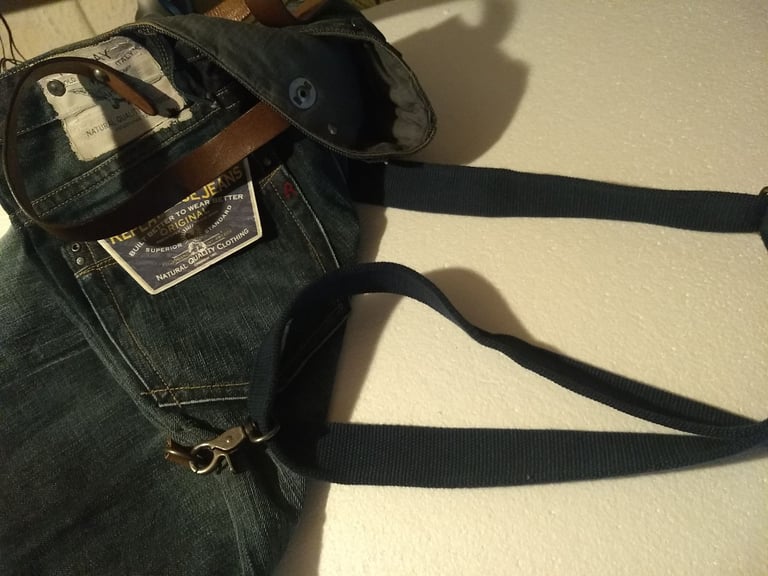Vintage Replay denim Tote or shoulder bag. One off Unique jeans bag. Recycled denim 