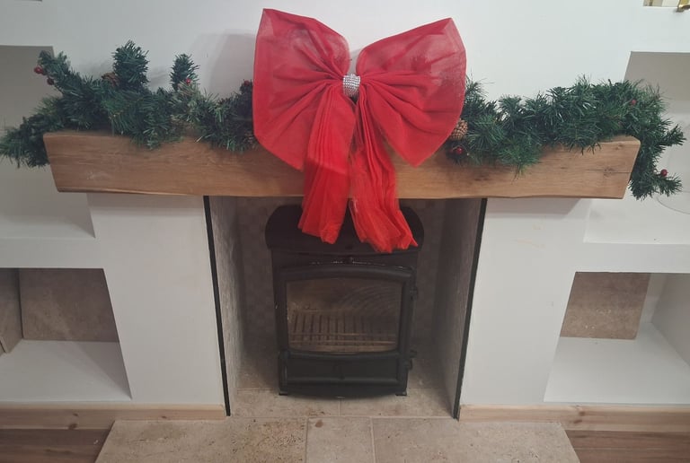 Christmas garland with red bow 