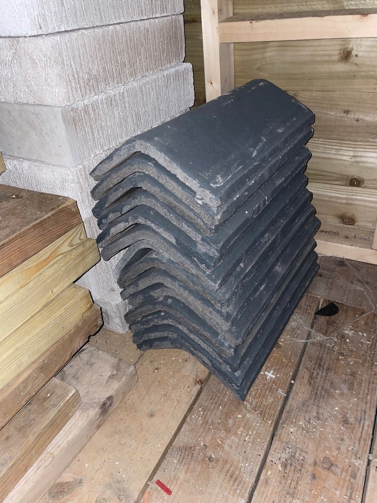 Grey Angled ridge tiles