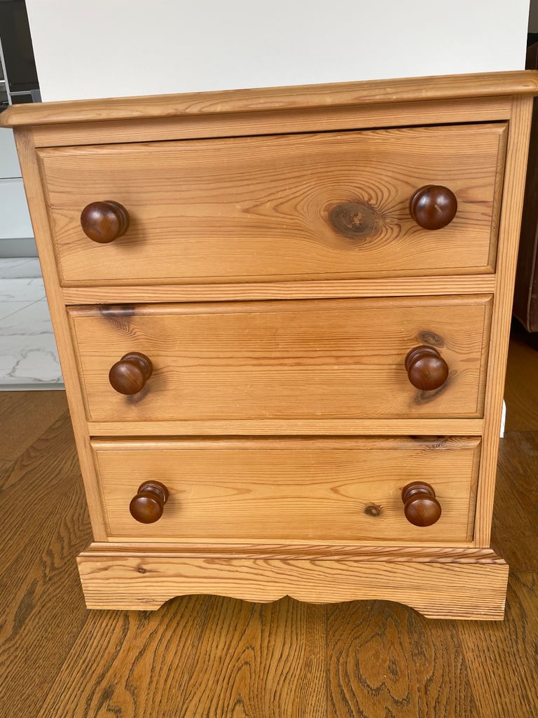 image for Solid Pine Bedside Chest of Drawers